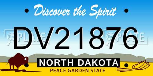 DV21876 North Dakota License Plate