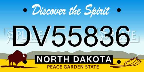 DV55836 North Dakota License Plate