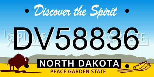DV58836 North Dakota License Plate