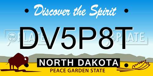 DV5P8T North Dakota License Plate