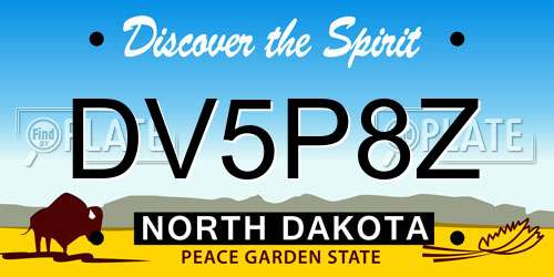 DV5P8Z North Dakota License Plate