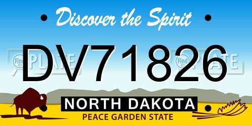 DV71826 North Dakota License Plate