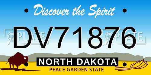 DV71876 North Dakota License Plate