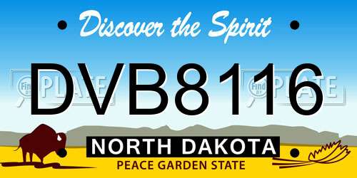DVB8116 North Dakota License Plate