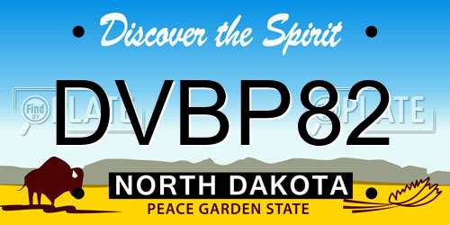 DVBP82 North Dakota License Plate