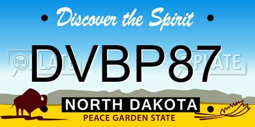 DVBP87 North Dakota License Plate