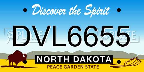 DVL6655 North Dakota License Plate