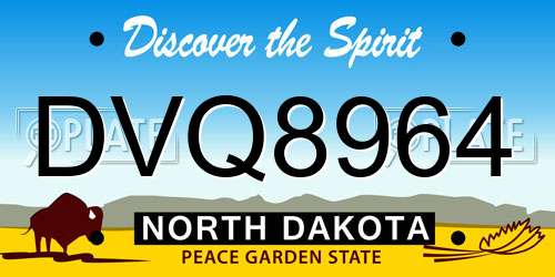 DVQ8964 North Dakota License Plate