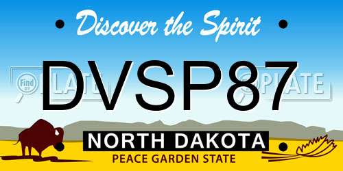 DVSP87 North Dakota License Plate