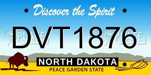 DVT1876 North Dakota License Plate