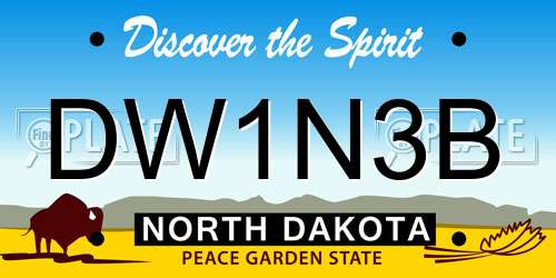 DW1N3B North Dakota License Plate