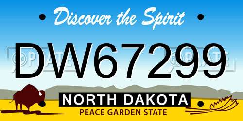 DW67299 North Dakota License Plate