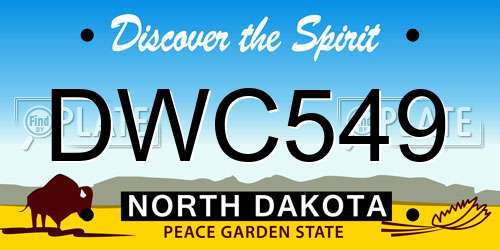 DWC549 North Dakota License Plate