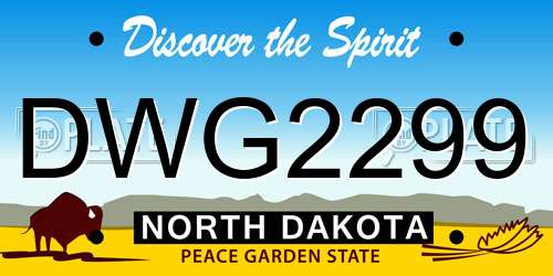 DWG2299 North Dakota License Plate