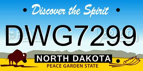 DWG7299 North Dakota License Plate