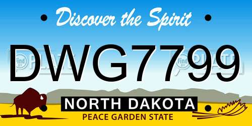 DWG7799 North Dakota License Plate