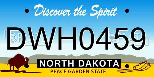 DWH0459 North Dakota License Plate