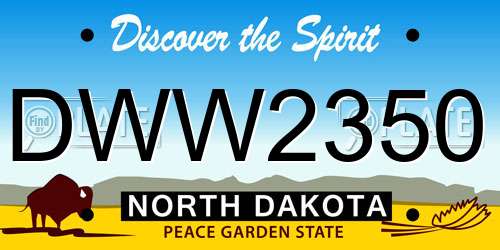 DWW2350 North Dakota License Plate