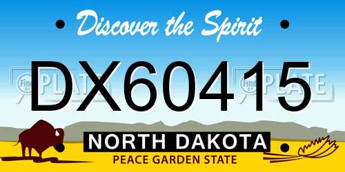 DX60415 North Dakota License Plate