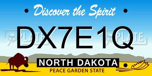 DX7E1Q North Dakota License Plate