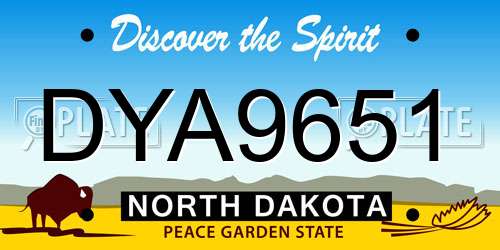 DYA9651 North Dakota License Plate