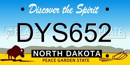 DYS652 North Dakota License Plate