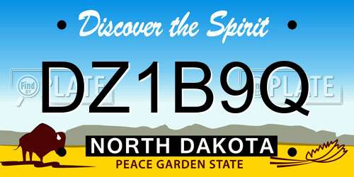 DZ1B9Q North Dakota License Plate