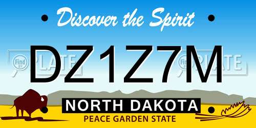 DZ1Z7M North Dakota License Plate