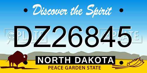DZ26845 North Dakota License Plate