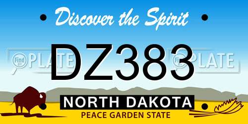 DZ383 North Dakota License Plate