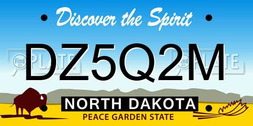 DZ5Q2M North Dakota License Plate