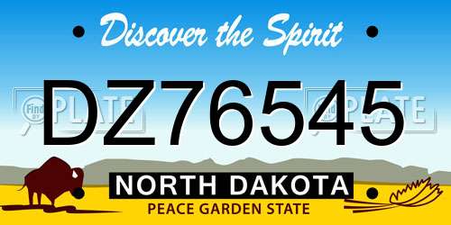 DZ76545 North Dakota License Plate