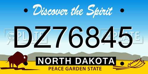 DZ76845 North Dakota License Plate