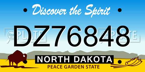 DZ76848 North Dakota License Plate