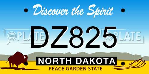 DZ825 North Dakota License Plate