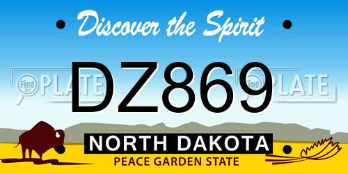 DZ869 North Dakota License Plate