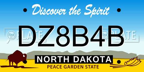DZ8B4B North Dakota License Plate