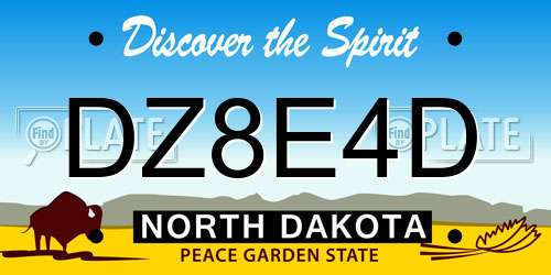 DZ8E4D North Dakota License Plate