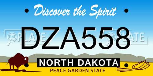 DZA558 North Dakota License Plate