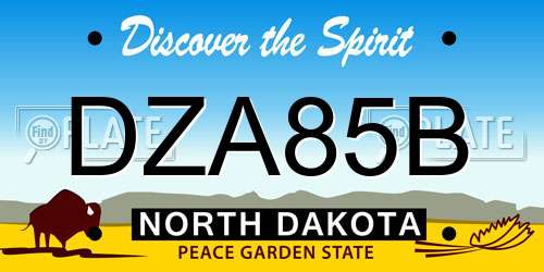 DZA85B North Dakota License Plate