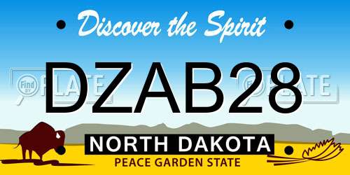 DZAB28 North Dakota License Plate
