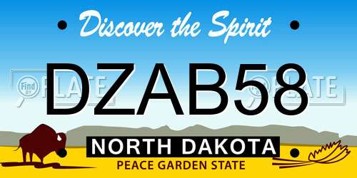 DZAB58 North Dakota License Plate