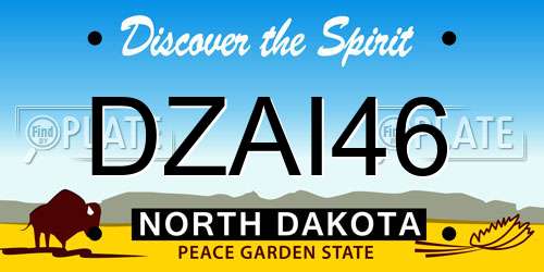 DZAI46 North Dakota License Plate
