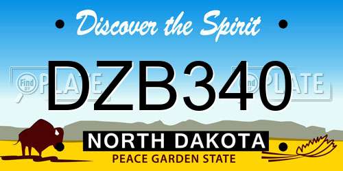 DZB340 North Dakota License Plate