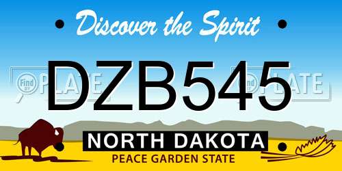 DZB545 North Dakota License Plate