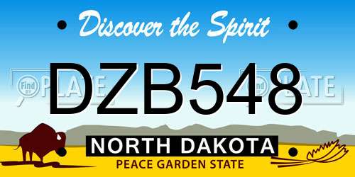 DZB548 North Dakota License Plate