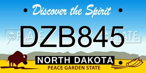 DZB845 North Dakota License Plate