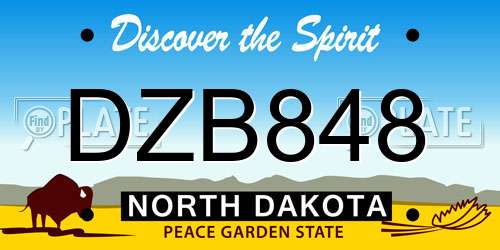 DZB848 North Dakota License Plate