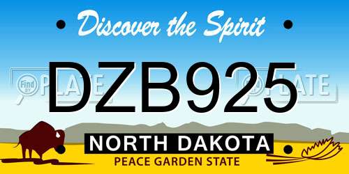 DZB925 North Dakota License Plate