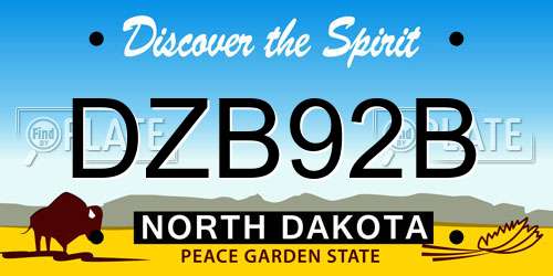 DZB92B North Dakota License Plate